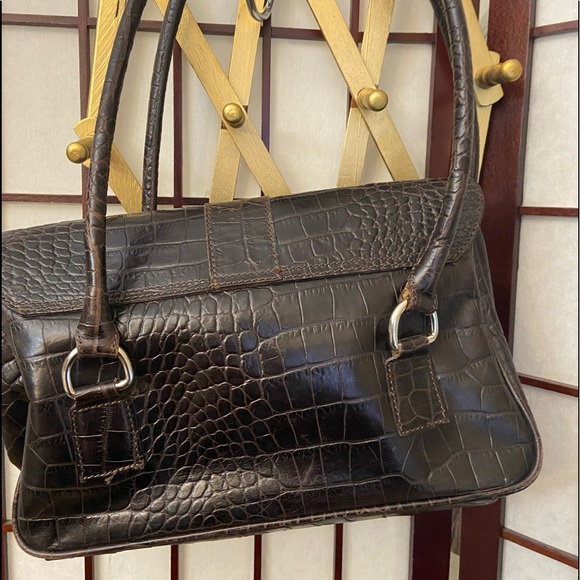 Appleseed's chocolate genuine leather satchel shoulder bag in EUC! Made in Italy - Picture 5 of 6